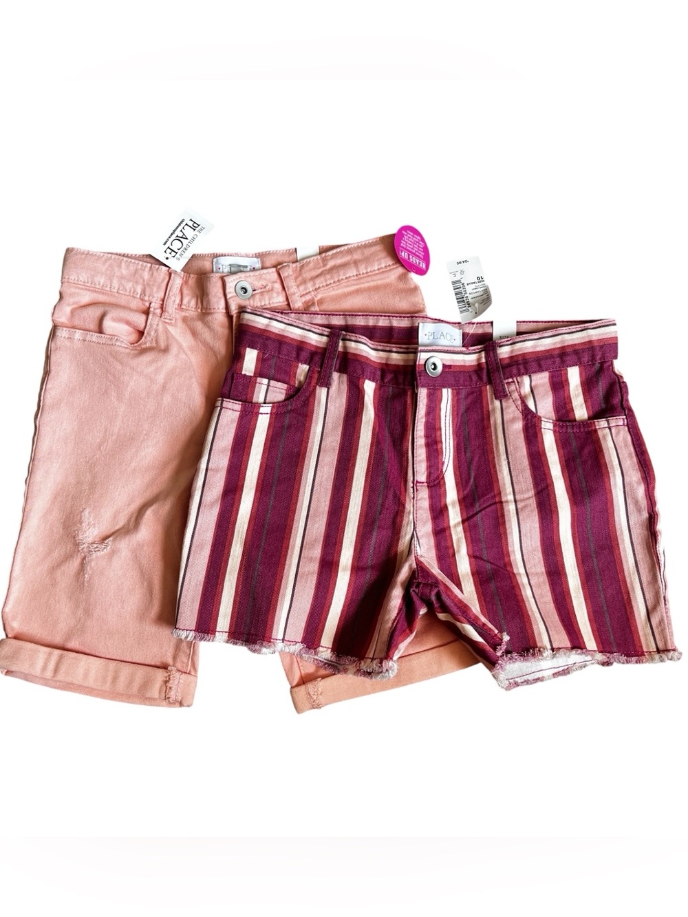 NWT 2 pairs Place pink peach shorts size 10 kids